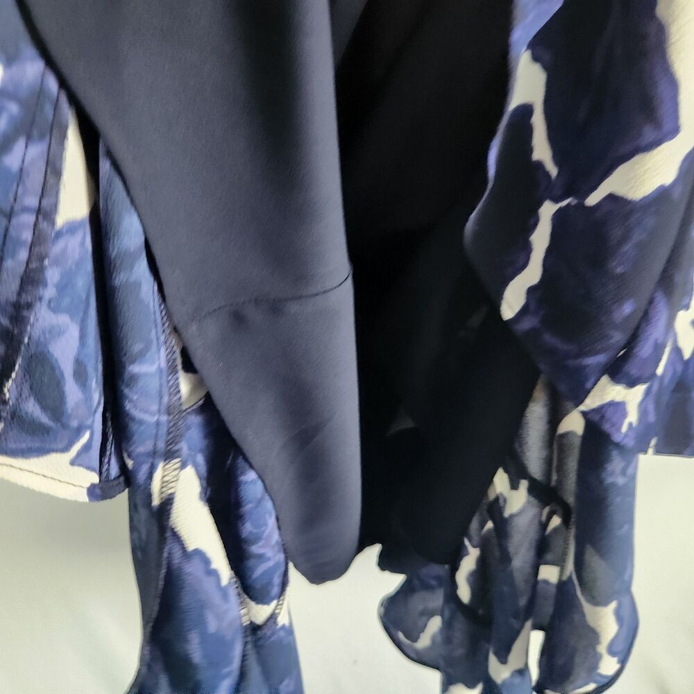 Talbots Womens Size 8 Midi Dress Blue Floral Zip Back Lined Ruffle Hem Casual - Picture 4 of 13